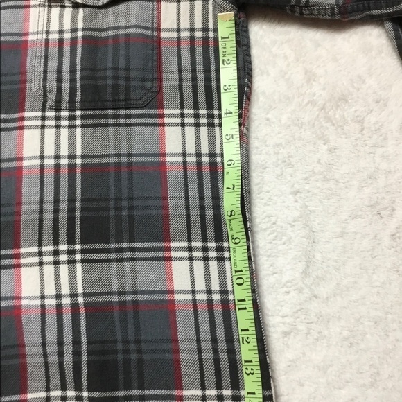 Eddie Bauer Plaid Flannel Button Up Shirt Red, White, Grey Size Medium - Picture 10 of 11
